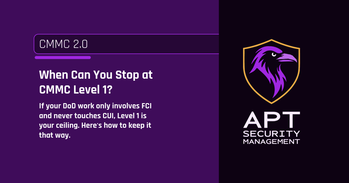 When You Can Stop at Level 1: Handling FCI Without Touching CUI